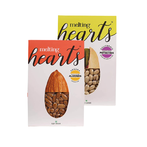 Melting Hearts Almonds Sanora 250 g + Pistachios California 250 g Combo Pack