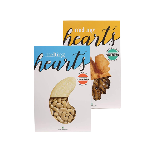 Melting Hearts Cashews Whole Premium 250 g + Walnuts Halves Extra Light Premium 250 g Combo Pack